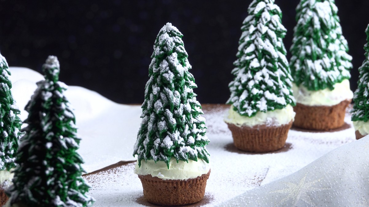 Muffins im Tannenbaum-Look.