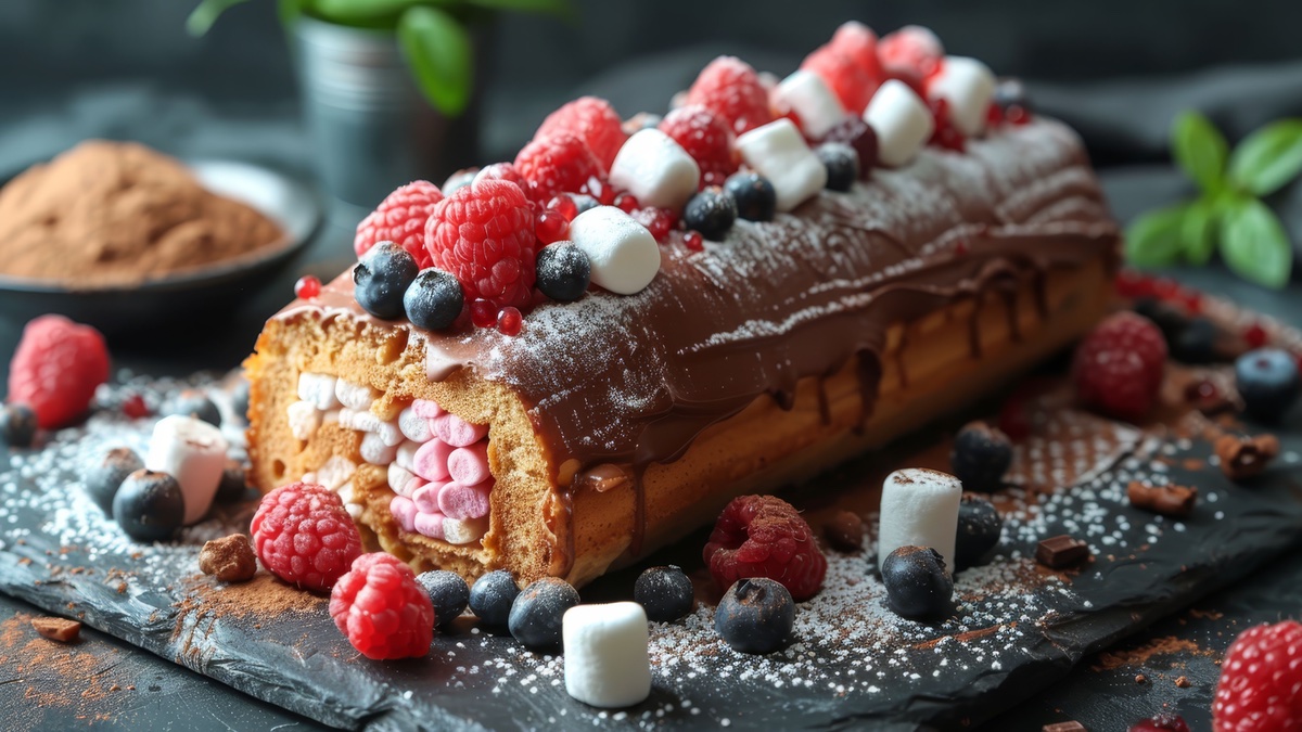 Marshmallowkuchen mit Beeren