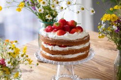 Schwedische Mittsommertorte auf einer Tortenplatte