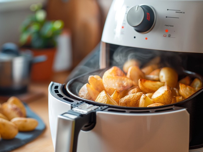 Kartoffeln in einer Heißluftfritteuse.