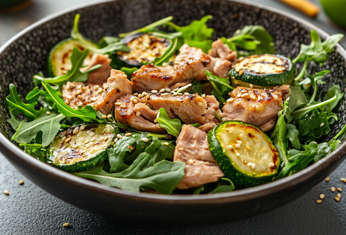 Schüssel mit Zucchini-Thunfisch-Salat