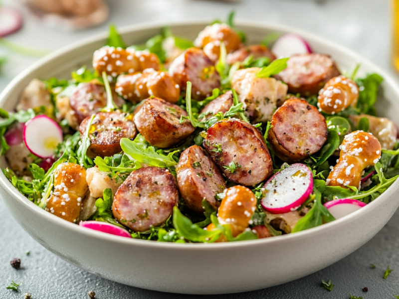 Schale mit WeiÃŸwurstsalat mit Bierdressing