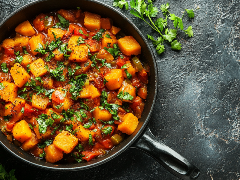 Pfanne mit KÃ¼rbis-Gulasch