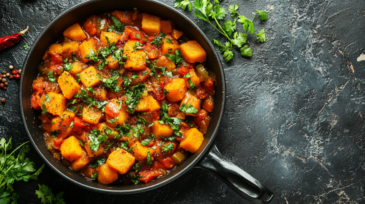 Pfanne mit KÃ¼rbis-Gulasch