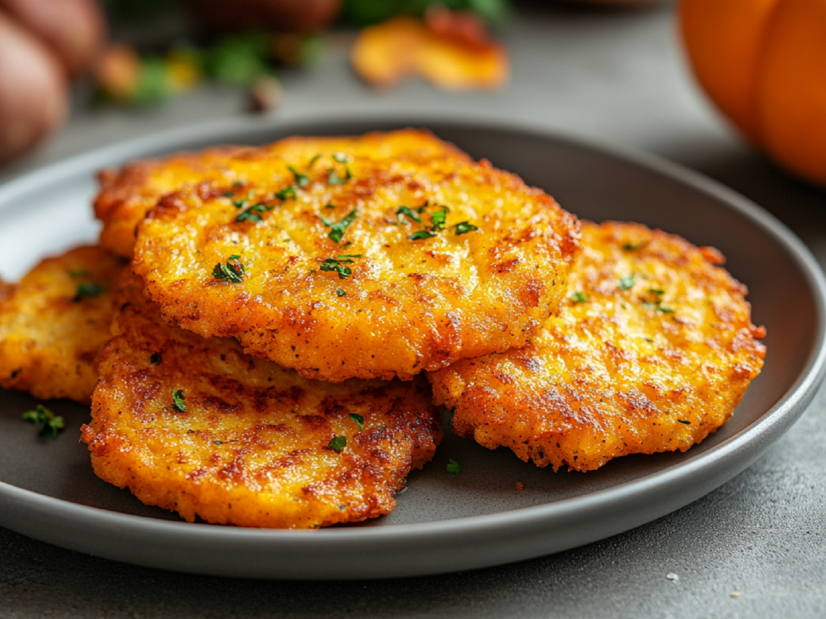 Teller mit Kürbisschnitzel