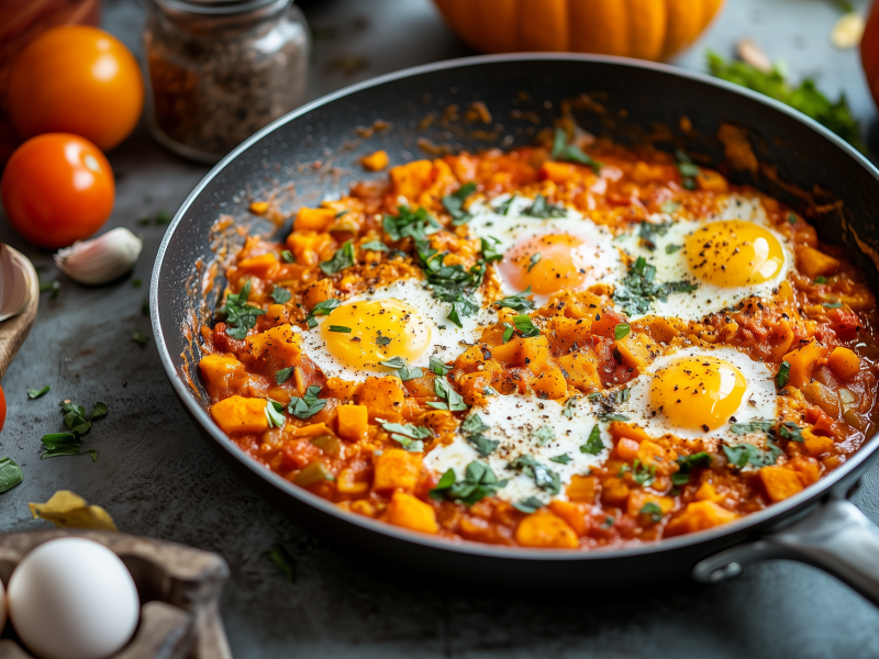 Pfanne mit KÃ¼rbis-Shakshuka