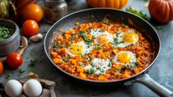 Pfanne mit Kürbis-Shakshuka