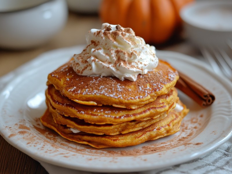 Teller mit Pumpkin Spice Pancakes