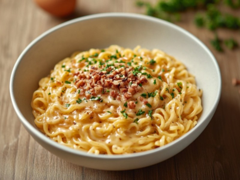 Eine Schüssel Ramen Carbonara.