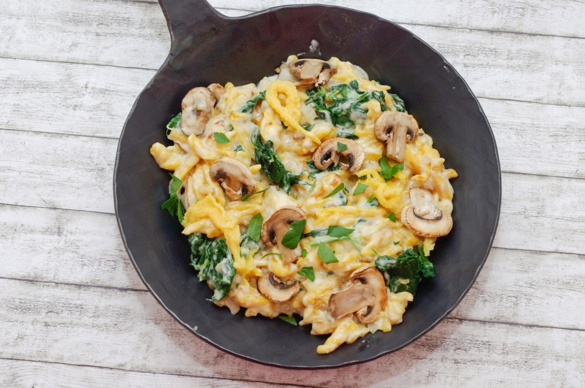 SpÃ¤tzle-Pfanne mit Spinat und Champignons