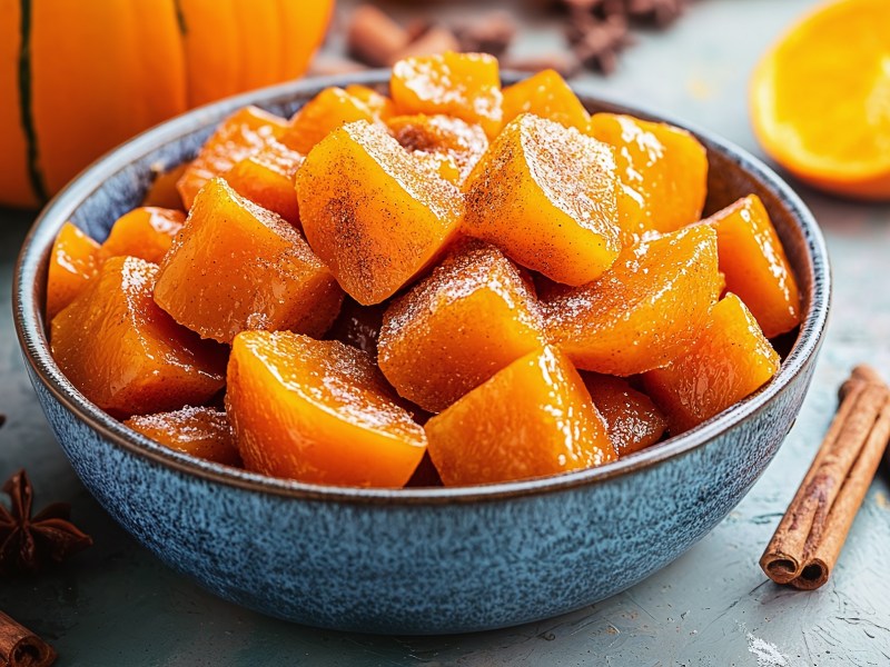 Calabaza en Tacha: mexikanischer KÃ¼rbis in Sirup in einer SchÃ¼ssel.