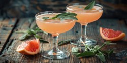 Zwei Gläser Grapefruit-Salbei-Cocktail