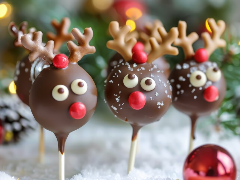 Mehrere Rentier-Cake-Pops