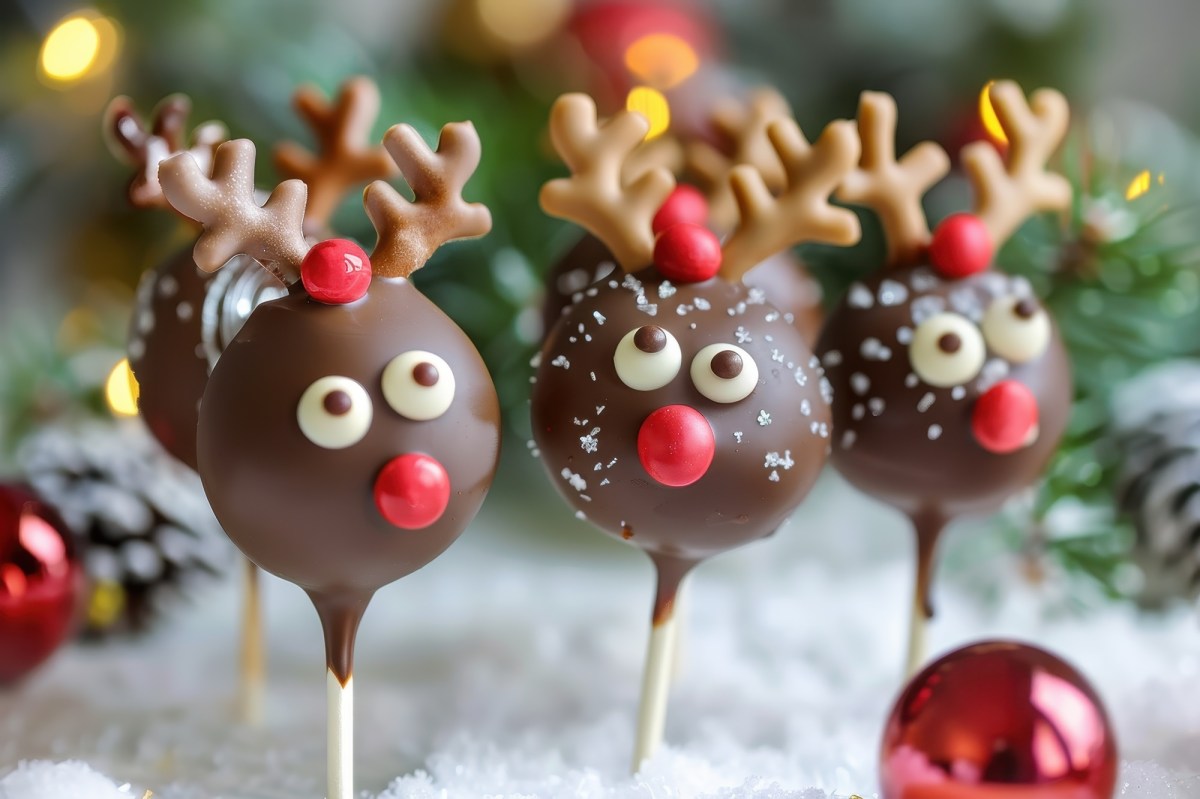 Mehrere Rentier-Cake-Pops