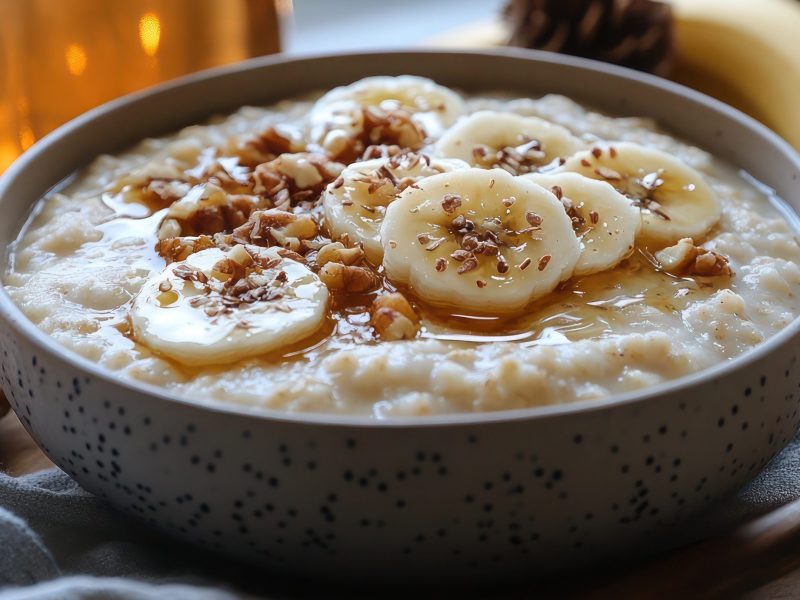 Schale mit Bananen-Porridge