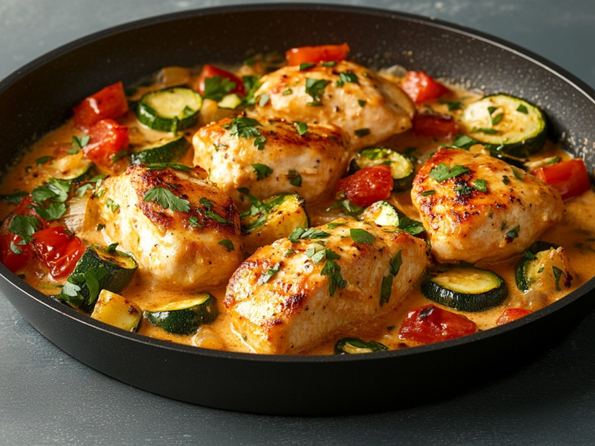 HÃ¤hnchenbrust in Zucchini-Sahne-SoÃŸe: schnelles Mittagessen fÃ¼r die Familie