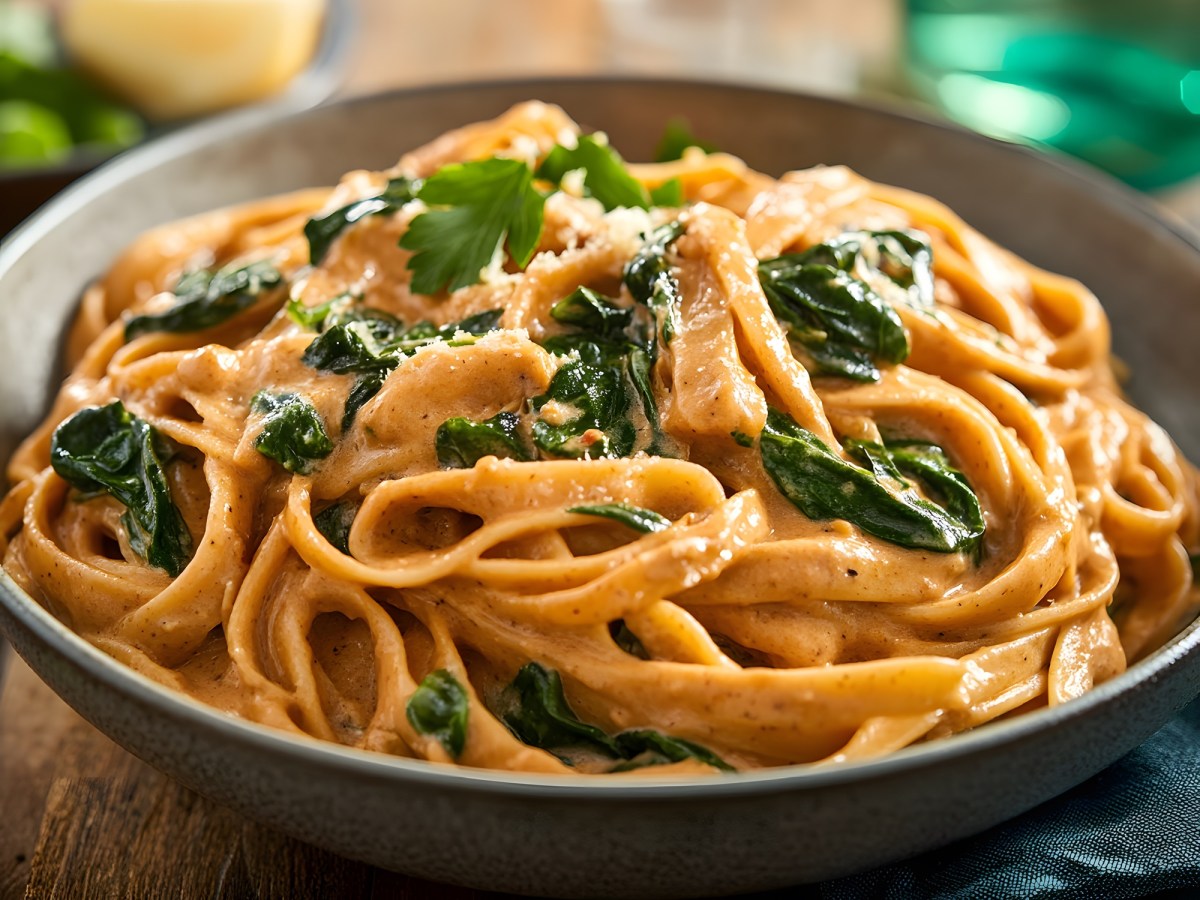 Nudeln in Spinat-Cashew-SoÃŸe: leckere Pasta in 30 Minuten