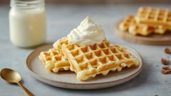 Teller mit Vanille-Joghurt-Waffeln