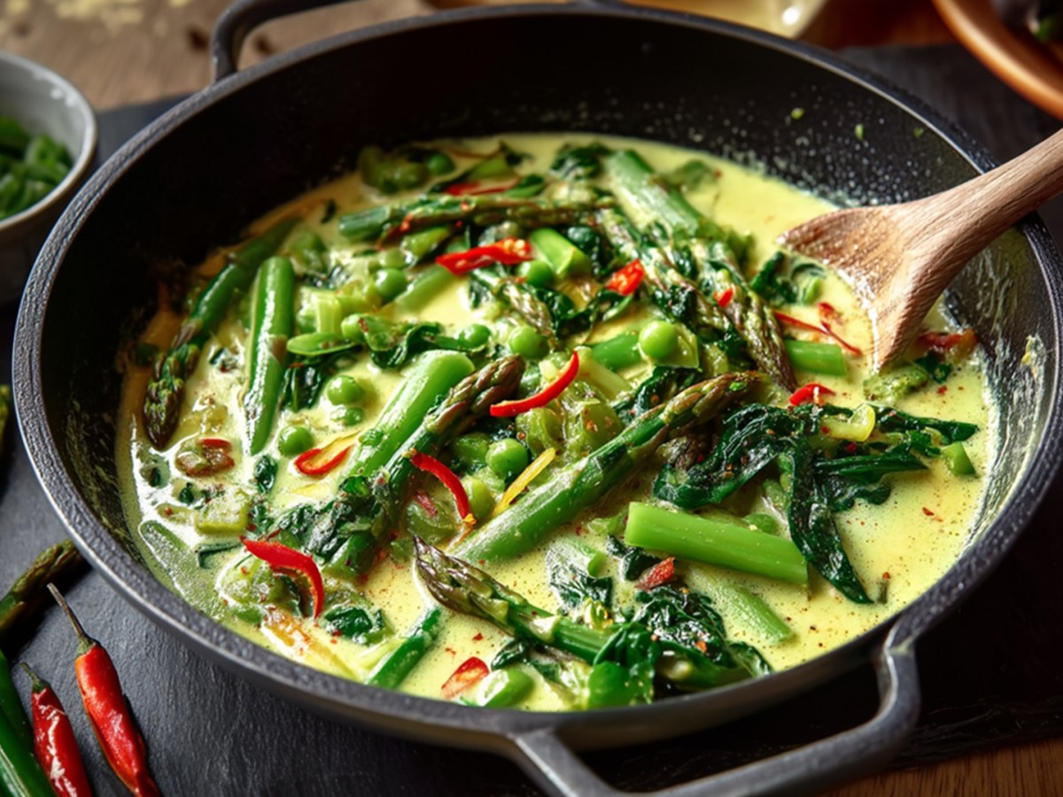 Grünes Spargelcurry: thailändische Küche trifft Saison-Liebling