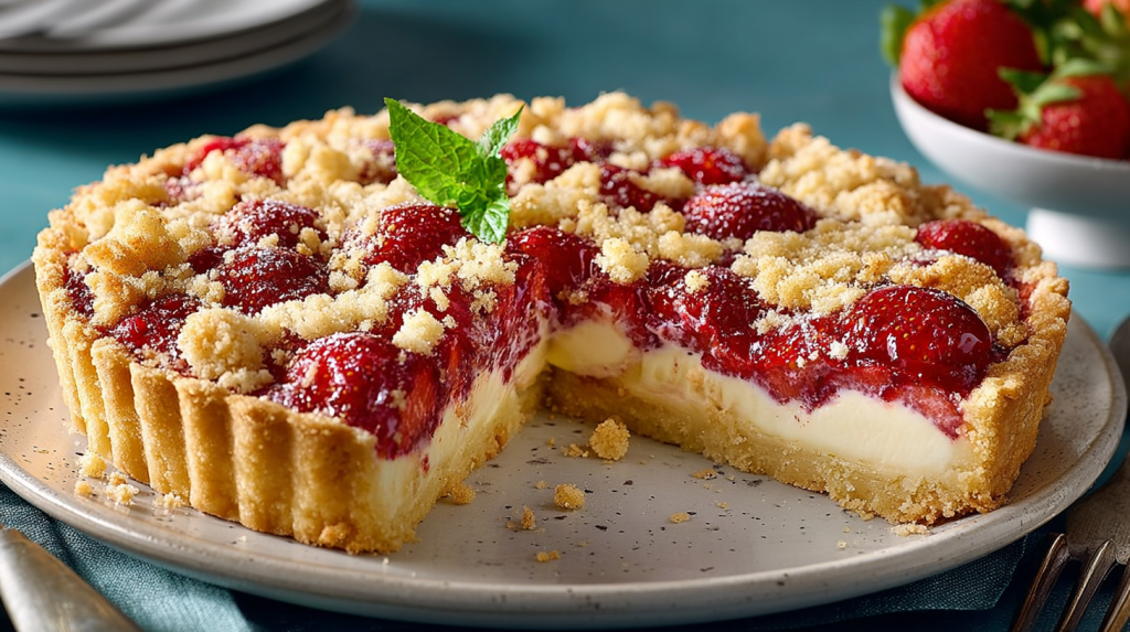 Unsere Erdbeer-Frischkäse-Tarte schmeckt nach Sommer