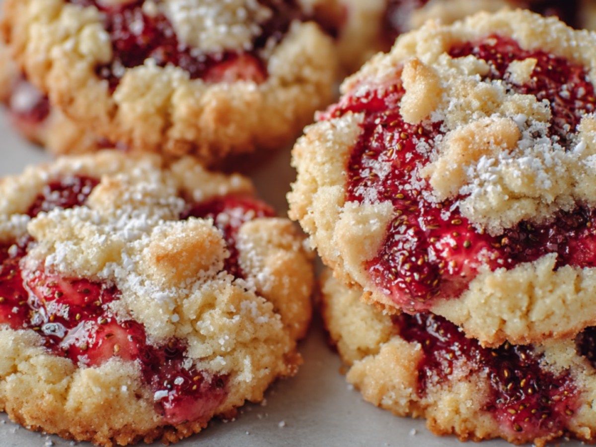 Diese Erdbeer-Streusel-Cookies sind einfach zu lecker