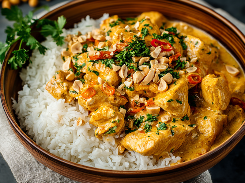 Dieses Hähnchencurry wird durch eine Extrazutat besonders cremig