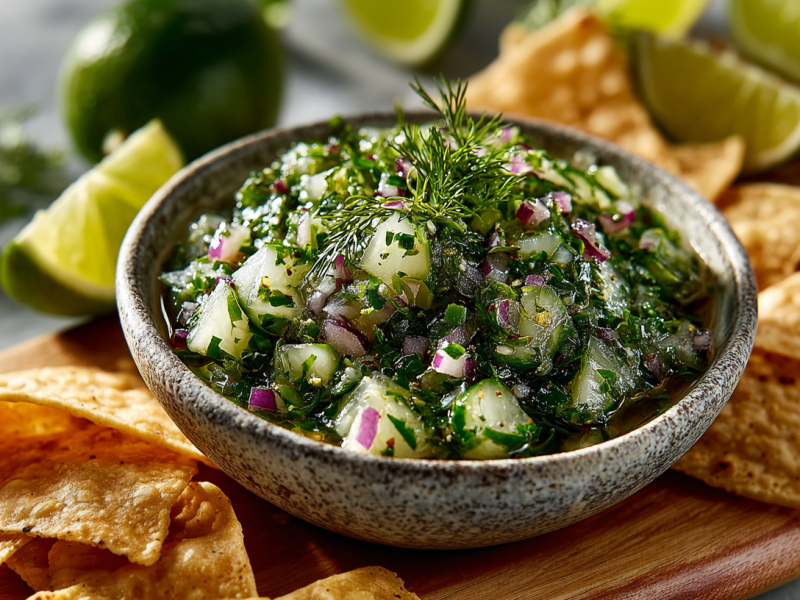 Dieses Rezept beweist, wie gut eingelegte Gurken und Salsa zusammenpassen