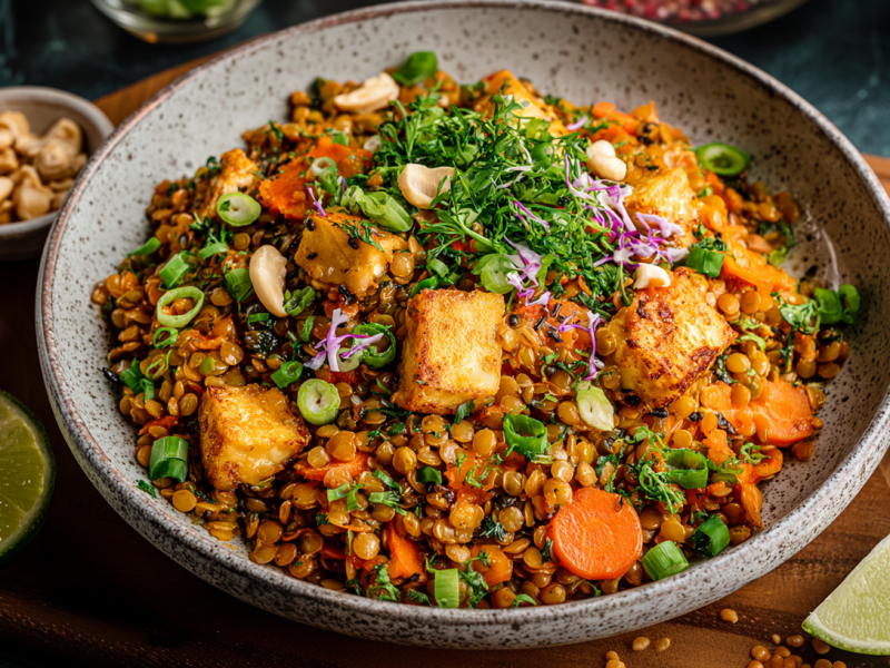 Linsen für alle! Am liebsten als roten Linsensalat mit Tofu