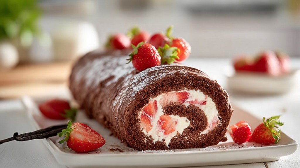 Roll dich ins Glück: Erdbeer-Creme und Schokoladenteig vereint